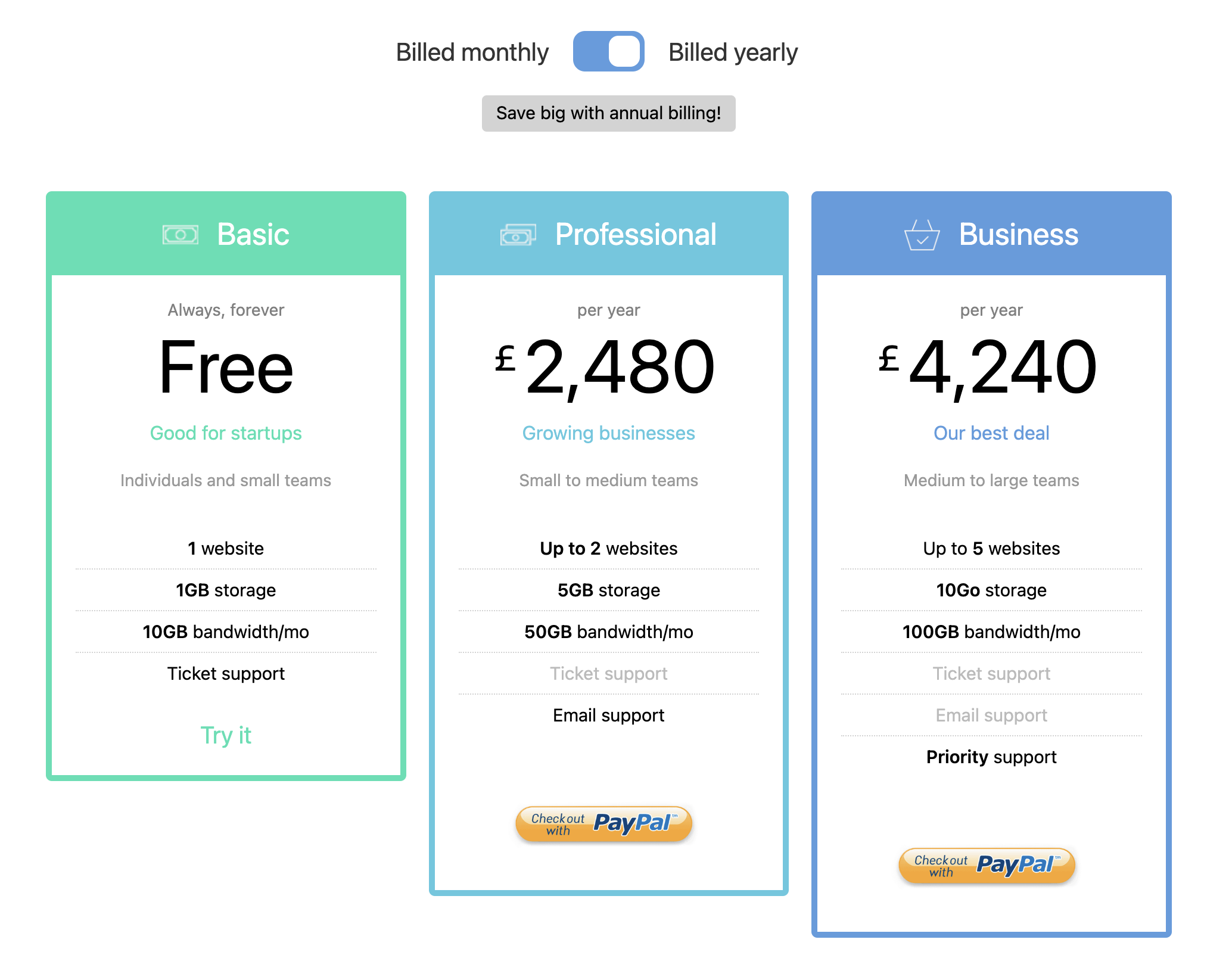 Responsive Pricing Table