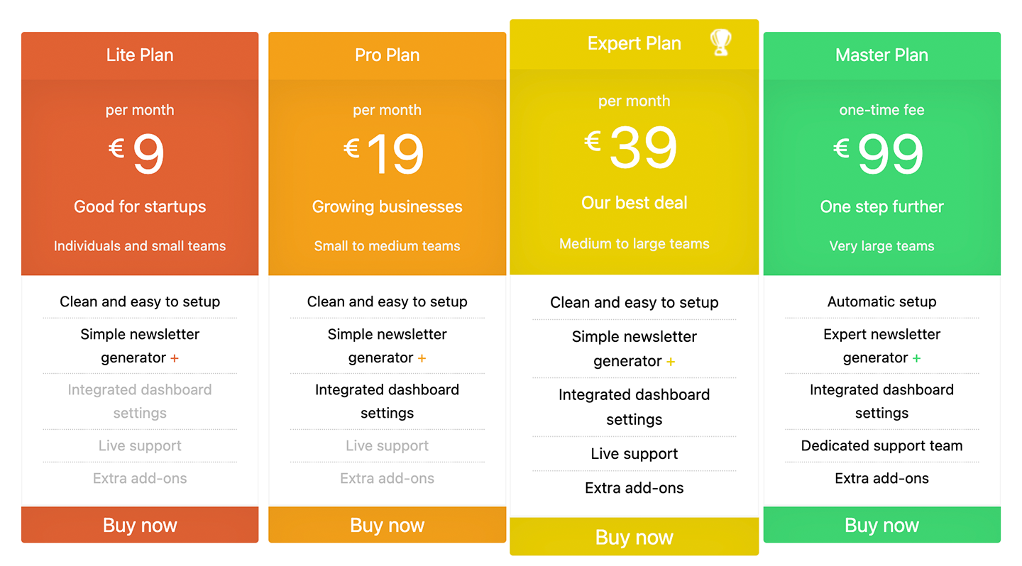 Responsive Pricing Table